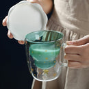 Glass Christmas Decorations Milk Cup With Cover Water Bottle Creative Mug