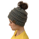 Colorful Knitted Hat Women Girls Autumn Winter Warm Beanie Cap (Dark Gray)