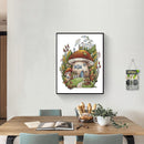 Partial Cross Stitch 14CT Mushroom House Counted Embroidery DIY Cotton Thread