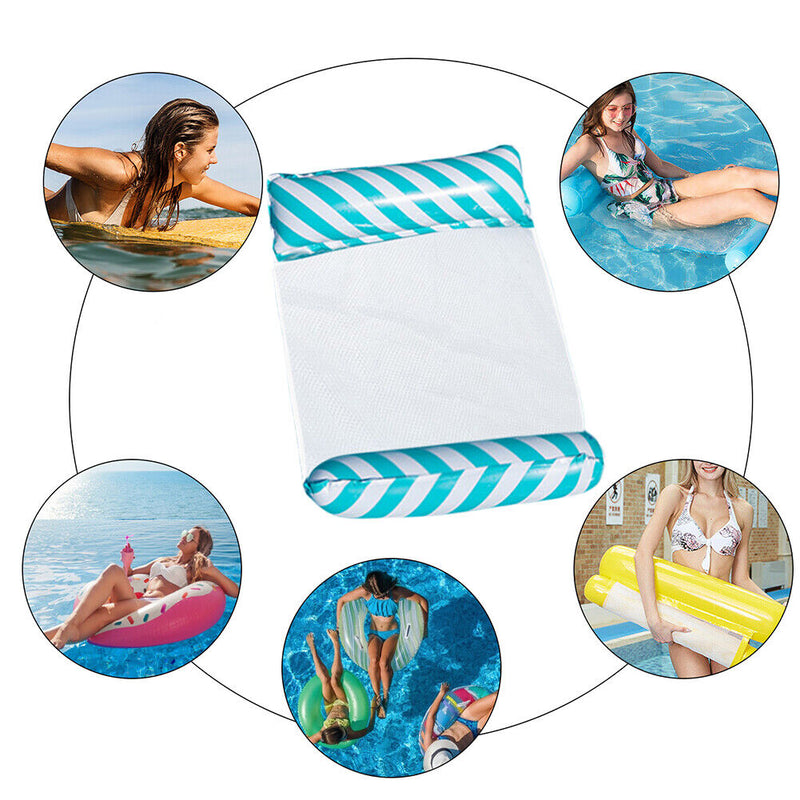 Floating Bed Inflatable Mattress Swimming Pool Beach Water Lounges (Blue) Newly