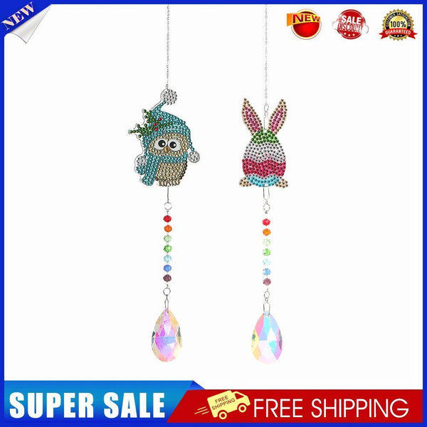 2pcs Crystal Wind Chimes Diamond Hanging Light Catcher Home Decor (ZH017)