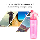 Plastic Spray Cool Summer Sport Water Bottle Portable Drink Kettle (Pink) Newly