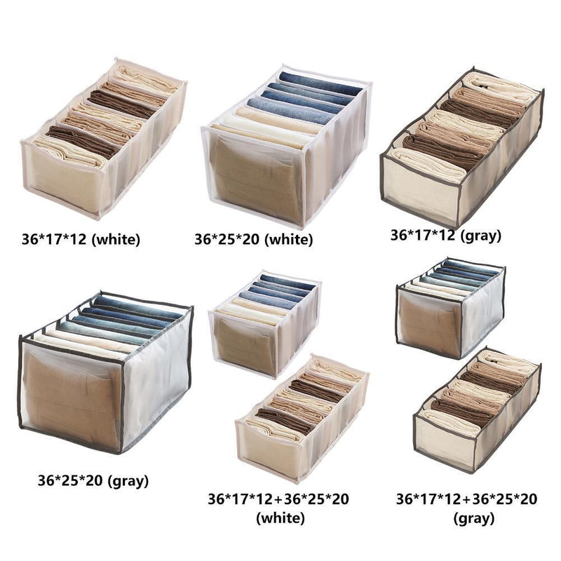 3pcs Cloth Drawer Organizer Cabinet Closet Divider for Jeans (7 Cell White)