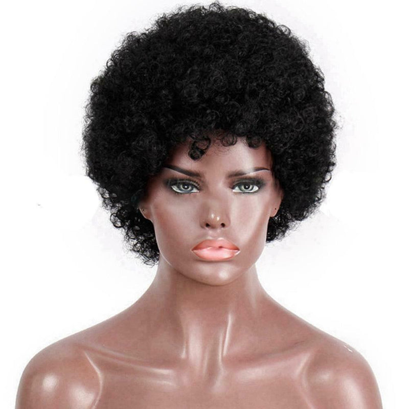 Short Afro Kinky Curly Human Hair Wigs Remy Brazilian Wigs Cheap Women F S7I4