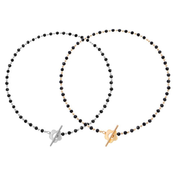 Women Crystal Bead Clavicle Jewelry Choker Chain Collar Necklace Buckle Flower
