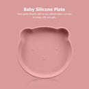 Children Dishes Baby Silicone Sucker Feeding Bowl Kids Dining Plate (Pink) Newly