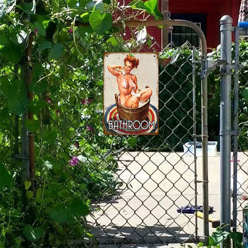 Bathroom Lady Retro Metal Plate Tin Sign for Bar Pub Club Cafe Wall Art Poster