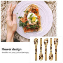 4PC Bamboo Scoop Flower Pattern Printed Kitchen Kitchenware Utensils Set L4X1