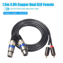 1.5m/4.9ft Dual XLR Female to Dual RCA Male Audio Microphone Cable Adapter