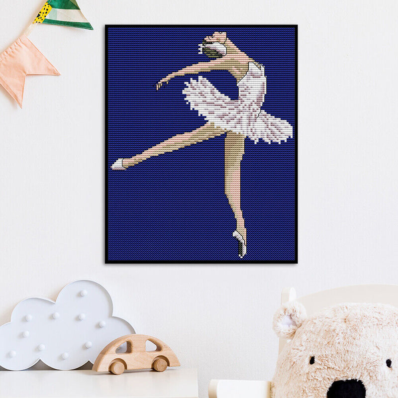 14CT Full Cross Stitch Ballet Stamped DIY Kits Wall Art Crafts Home Decorations