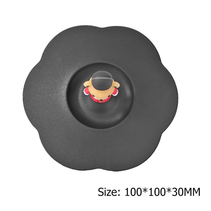 5pcs Silicone Cup Cover Heat-resistant Leak Proof Cartoon Lid (Bear)