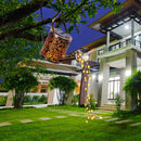 LED Solar Kettle Light Wrought Iron Hollow Flower Water Can Fairy Lamp (A) Newly