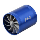 F1-Z Car Air Intake Double Turbine Refit Turbo Gas Fuel Saver Fan (Blue) Newly