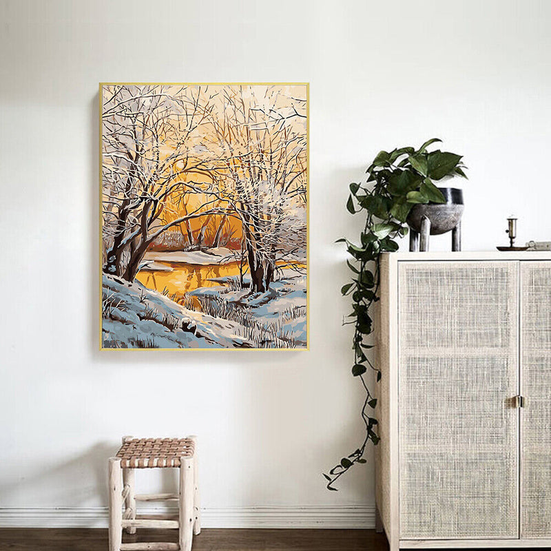 Snow Treetops Colouring Oil Canvas DIY Hand Painted Paint By Numbers Kit Artwork