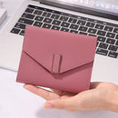 Women Fashion Solid Color Trifold Short Wallet Coin Purse PU Leather Card Hol