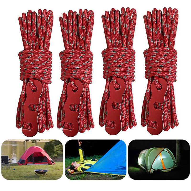 4pcs Wind Rope with S-Shaped Hooks Outdoor Camping Hiking Tent Wind Rope Buck