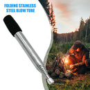 Blow Fire Tube Outdoor Camping Cooking Retractable Mouth Blowpipe (Black) Newly