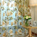 Window Curtain Flower Sheer Pattern Voile Valances Yellow 100x200cm