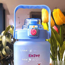 2000ML Large-capacity Water Bottle Frosted Plastic Cup Leak-proof (Blue) Newly