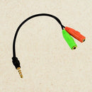 Aux Cable Microphone Earphone 2 Female Headphone Audio Y Splitter to 3.5mm Male