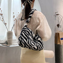 Fashion Women Printing Plush Shoulder Bag Casual Large Capacity Underarm Bags