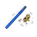 Portable Telescopic Mini Fishing Pole Pen Shape Fishing Rod w/ Reel (Blue) Newly