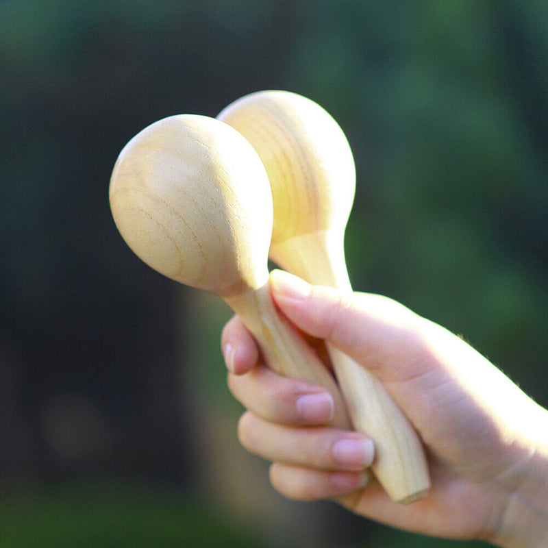 2pcs Baby Wooden Maraca Hand Rattles Kids Musical Percussion Instruments Newly