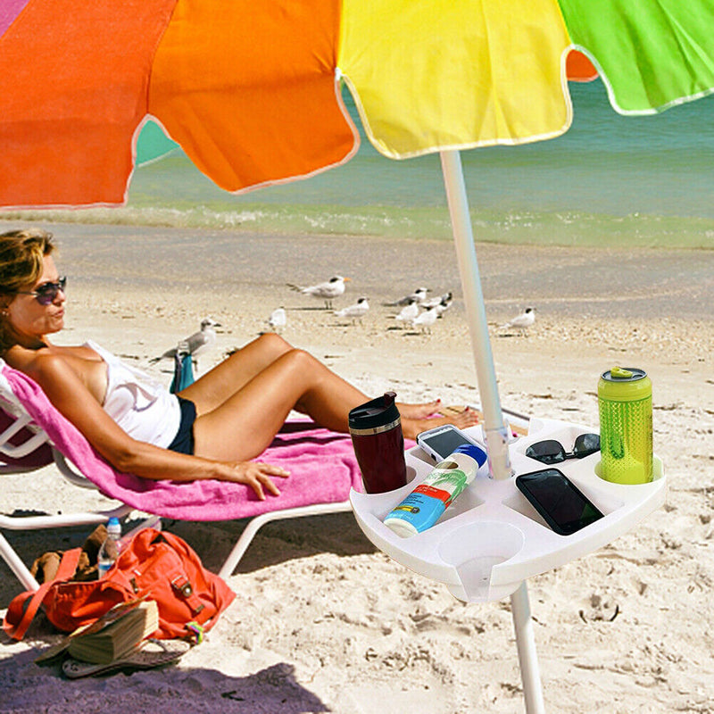 Beach Umbrella Table Tray Snack Water Cup Holder Beverage Bottle Holder