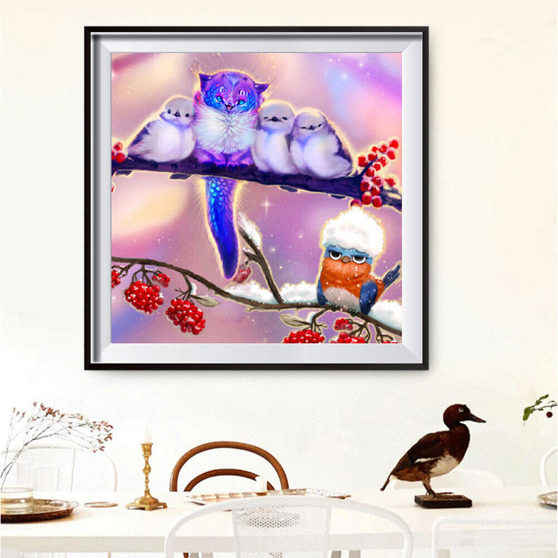 5D DIY Owl On Branch Mosaic Full Round Diamond Drawing Handmade Rhinestone Craft