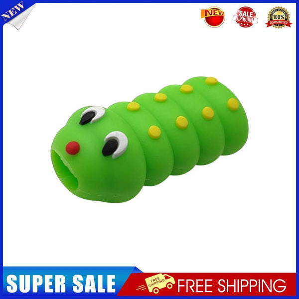 Animal USB Data Cable Bites Protector Cord Cable Winder (Green Caterpillar)