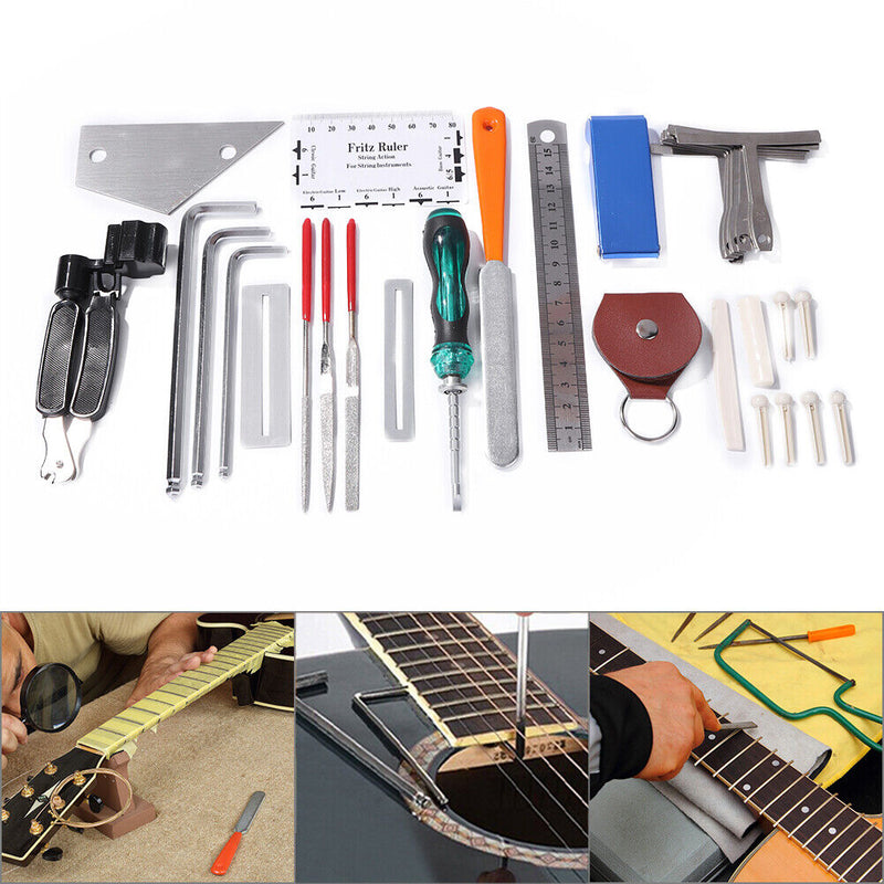 36 in 1 Professional Guitar Cleaning Repair Tool Kit String Changing Tuning Tool