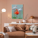 Canvas Painted Oil Paint By Numbers Pink Bird DIY Wall Art Modern Bedroom Decor