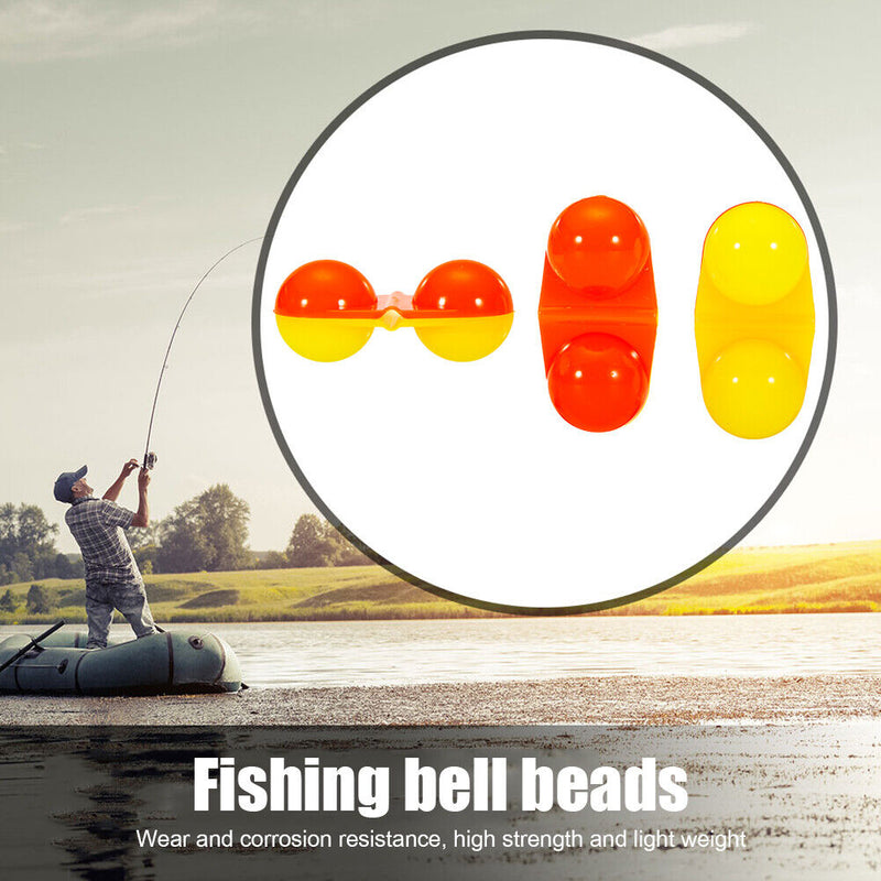 #A 10pcs Fishing Double Rattles Attractor Fish Bite Bait Alarm Plastic Beads Tac