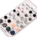 Rhinestone Jewelry Women Fashion 12 Pairs Exquisite Stud Earring Wedding