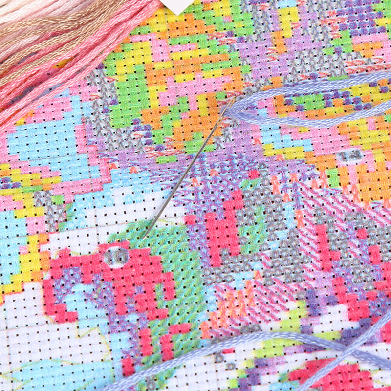 14CT Print Cross Stitch DIY Home Room Canvas Cartoon Christmas Series Needlework