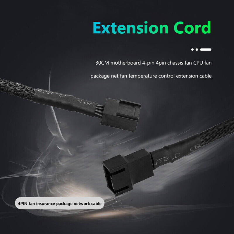 30cm 4pin Computer Cooling System Motherboard PC Case CPU Fan Extension Cable