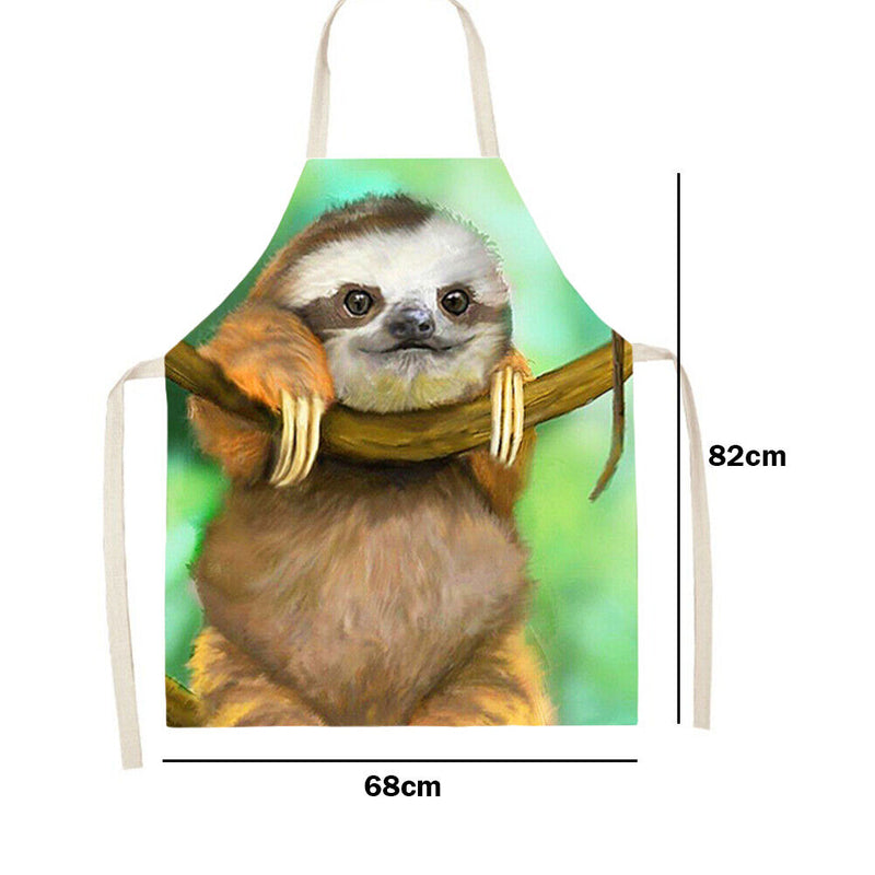 Home Sloth Printed Aprons Waterproof Linen Oil-proof Apron (82x68cm)