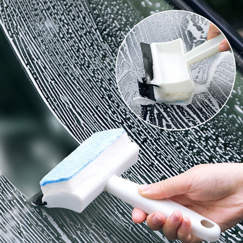 Double Sided Glass Wiper Scraper Window Cleaning Brush Bathroom Sponge Wipe