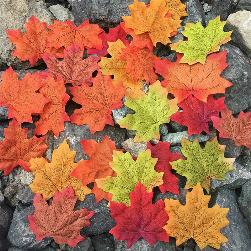 50pcs Fall Silk Leaves Wedding Party Favor Autumn Maple Leaf Decoration Sets hot