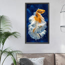 Quiet Goldfish Needlework 11CT Art Stamp Canvas DIY Wall Decor Cross Stitch K