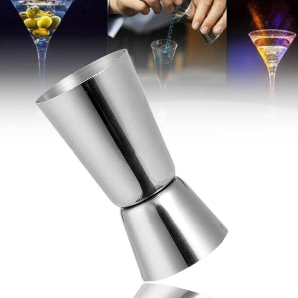 Steel Double Single Shot Measure Spirit Bar Cocktail Cup B1M0 Drink L8N2