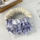 Women Silk Scrunchy Multicolor Hair Band Ties Hair Styling Tools (White) Newly
