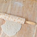 Wood Christmas Gift Embossed Rolling Pins Embossing Baking Cookies Kitchen Tool