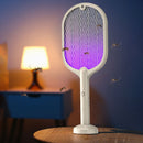 Electric Insect Swatter USB Rechargeable Led Light Mosquito Killer (Beige) Newly