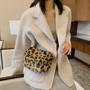 Autumn Plush Shoulder Tote Retro Women Animal Messenger Chain Bag (Leopard)