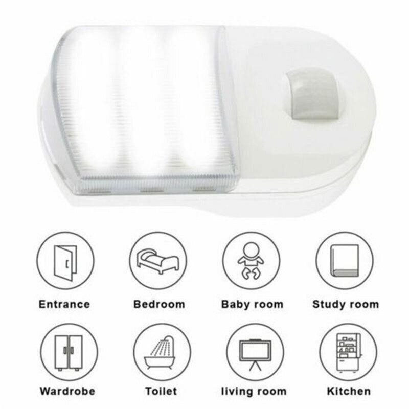 White LED Plug In Sensor Light PIR Motion Hallway Socket Lamps Night Lamp