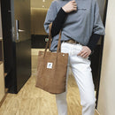 Women Fashion Corduroy Autumn Winter Large Capacity Shoulder Shopping Tote Bags