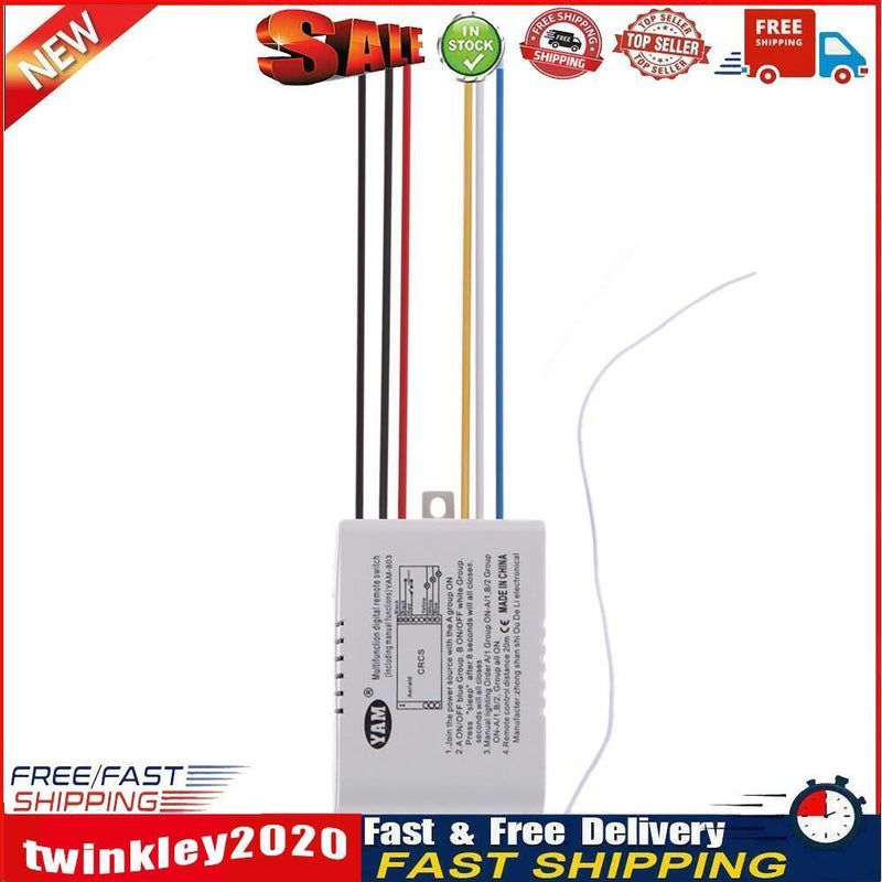 3 Way Port ON/OFF 220V Lamp Light Digital Wireless Remote Control Switch Newly