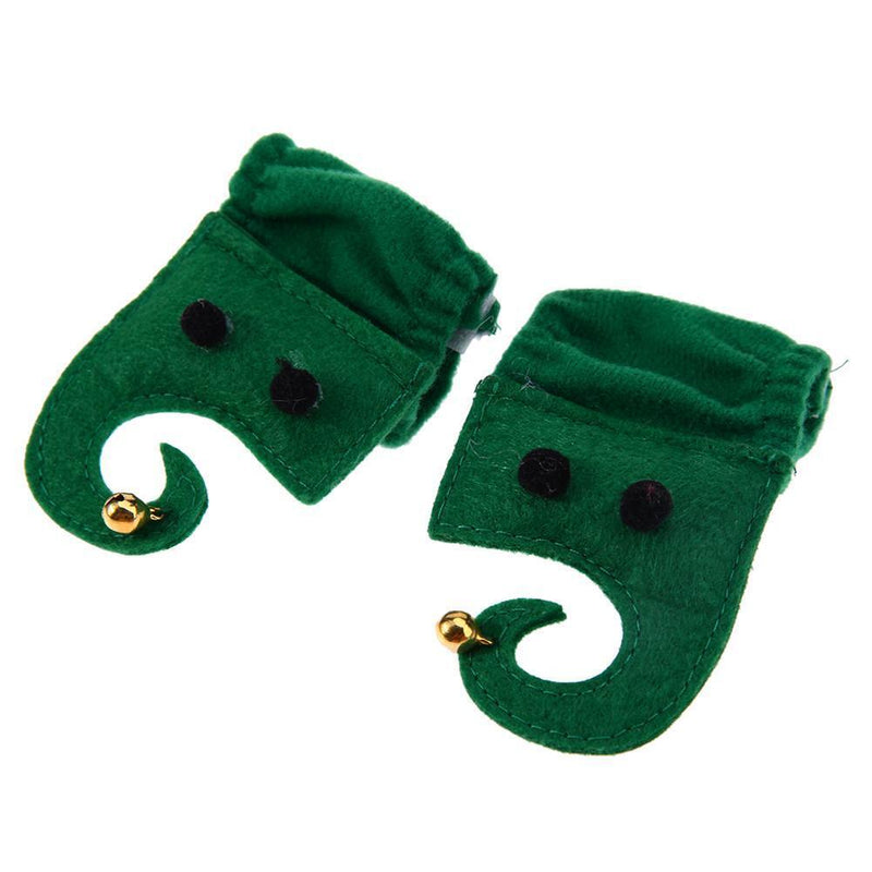 4pcs Set Pet Hat Warm Dogs Cats Christmas Green Hat + Chain +