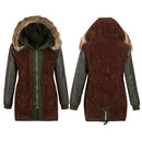 Women Warm Winter Jacket Long Sleeve Coat Parka Outwear Hooded (Green)(L)